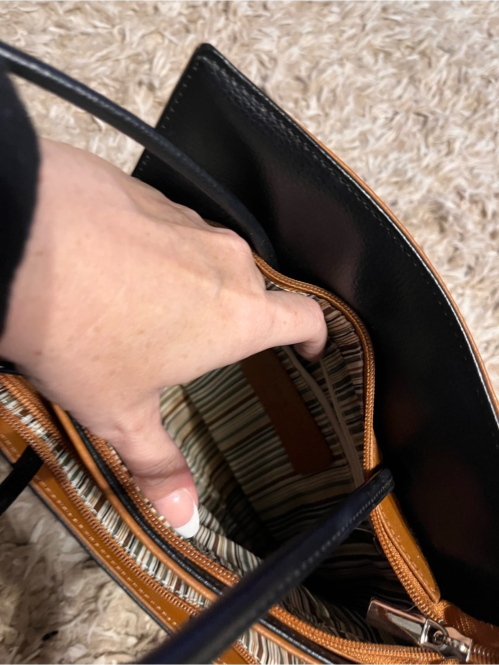 Cleo & Patek Paris Black Tan Colorblock Asymmetrical Leather Purse Parisian - Picture 7 of 12